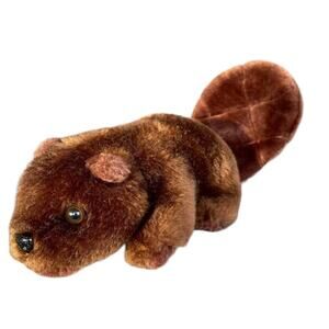 Vintage Beaver Plush Brown Stuffed Animal Toy 9" body 15" w Tail Bobor